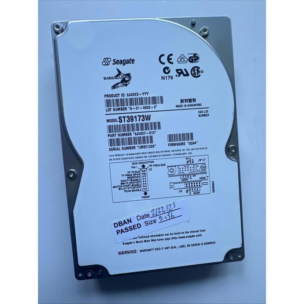 Seagate Barracuda ST39173W 9.1GB 7200RPM 68-Pin Ultra Wide SCSI 3.5" HDD